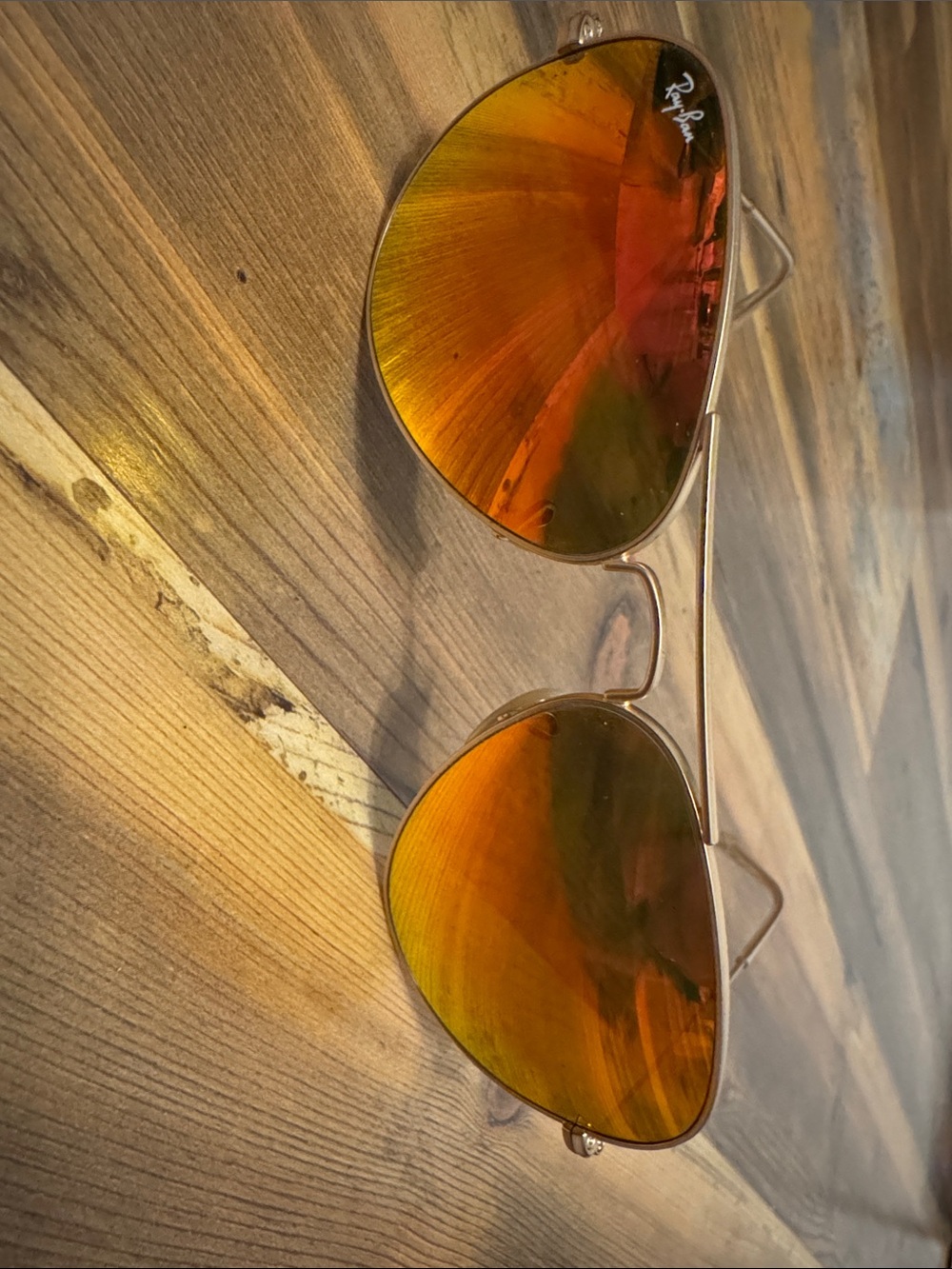 Ray-Ban Aviator Sunglasses - Orange Mirrored Lenses